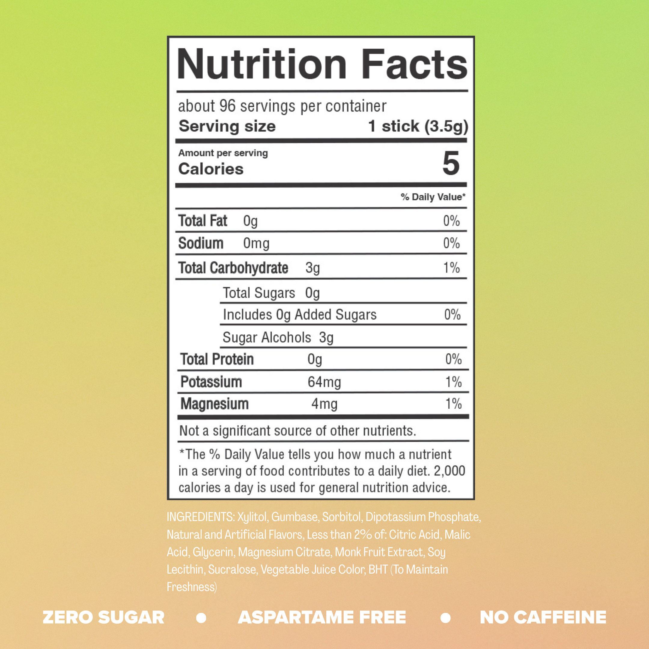 Nutrition facts label on a gradient background
